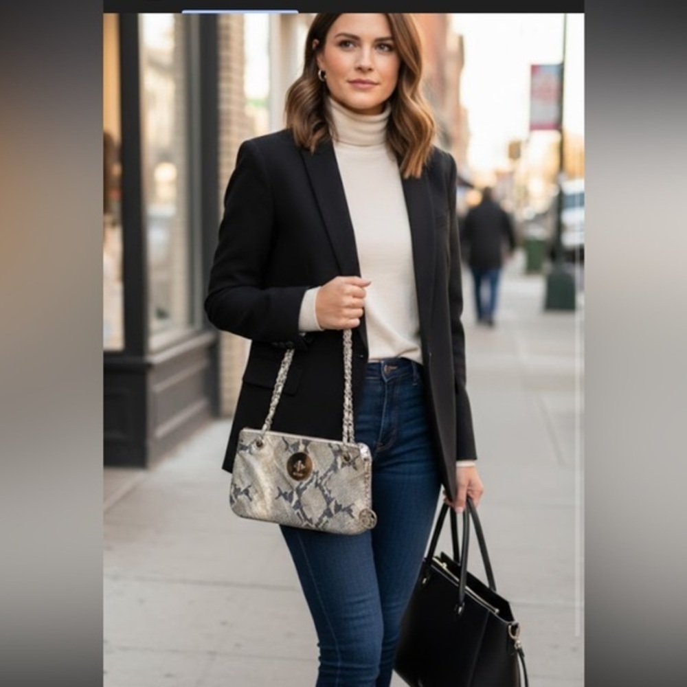 DKNY Snakeskin Shoulder Bag in Black and Gray